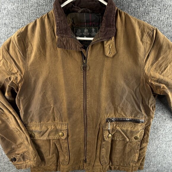 Barbour Nixon Large Waxed Jacket Men Full Zip Brown Classic Tartan Brown Adult - Picture 1 of 16